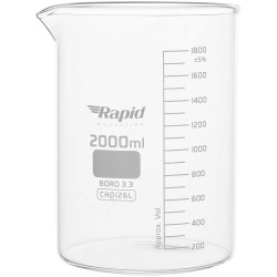 Rapid EGL0126L Glass Beakers, Low form with Spout, 2000 ml Single