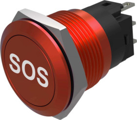 Vandal-proof pushbutton, red, unlit , mounting Ø 19 mm, IP65/IP67, 82-5751.1000.B015