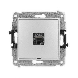 ICON Mechanizm gniazda komputerowego pojedynczego 1xRJ45 kat. 7, ekranowane, 8-styk, bez pola opisowego srebrny metalik 7IGKBO-9