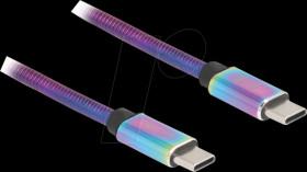 81116 USB 2.0 cable, C plug to C plug iridescent, PD 3.0 60 W, 2 m