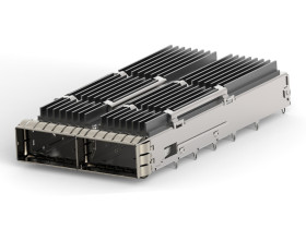 Wtykowe złącze we/wy, seria: QSFP-DD, typ: Złącze, Cage i radiator, l. portów: 2, 1-pinowe