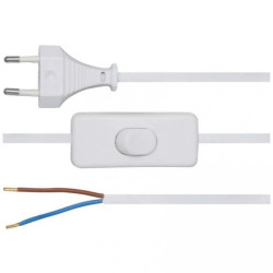 Przewód sznur przyłączeniowy z euro-wtyczką płaską i łącznikiem 1,9m, biały / 05680