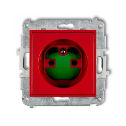 ICON Mechanizm gniazda pojedynczego z uziemieniem 2P+Z DATA z kluczem czerwony IGZK