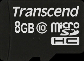 TS8GUSDC10 microSDHC memory card, 8 GB, Transcend, class 10