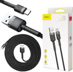 KABEL USB-A - USB-C Baseus Cafule CATKLF-UG1 300cm 3A QC 3.0 CZARNO-SZARY W NYLONOWYM OPLOCIE