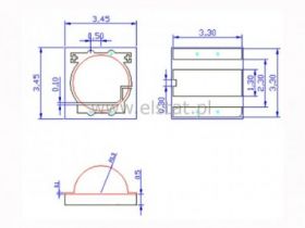 LED wysokiej mocy 3W biała c. SMD 3535 160lm 135st