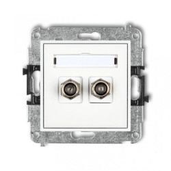 MINI Gniazdo antenowe podwójne typu F (SAT) pozłacany biały MGF-2.1