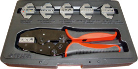 Crimping pliers with 6 dies for insulated cable lugs/connectors, 0.5-16 mm², AWG 22-6, WKK 417611