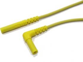 MLB/WG-SH 200/1 GE Przewód PVC 1,0mm2, 2,0m, wtyk prosty + wtyk kątowy 4mm, żółty, Hirschmann, 972328103, MLBWG-SH2001GE WYPRZED