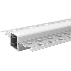 Profil MiniLUX LINE-12 2m srebrny +Klosz mleczny klik (profil wpuszczany ze skrzydełkami do zagipsowania) do taśmy led RGBW 12mm