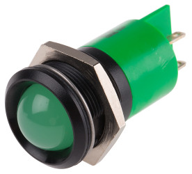 Lampka kontrolna do montażu panelowego 230V ac, zielona 22mm LED Czarny RS PRO