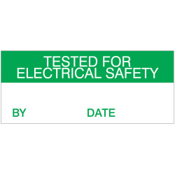 Tested For Electrical Safety Labels Green On Nylon Cloth 38 x 15mm Pack Of 140