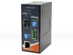 IGPMC-111GP, Media konwerter przemysłowy, DIN, 1x 10/1000TX (RJ-45 z PoE) + 1x 1000FX (SFP) LFP