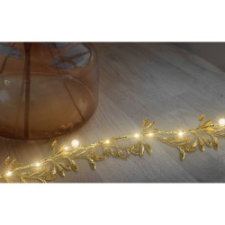 Girlanda ozdobna LED, 3xAA dekoracyjna, złote listki, ciepła biała