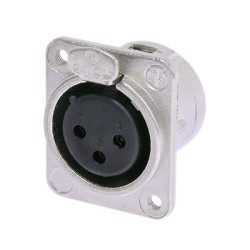 XLR panel socket, 3 pole, silver-plated, 2.5 mm², AWG 14, zinc die casting, NC3FDM3-L-1