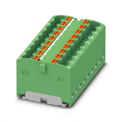 Blok rozdzielczy PTFIX 18X1,5-G GN, zielone złącze przemysłowe - 18 punktów przyłączeniowych o przekroju 1,5mm2 /20szt./