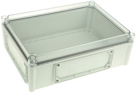 Obudowa Poliwęglan szerokość zew. 280 mm długość zew. 380 mm wys. zew. 130 mm Fibox IP67 Szary