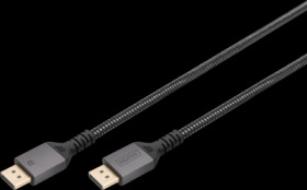 Connection cable, 2 m, black, DisplayPort 1.4 plug, straight to DisplayPort 1.4 plug, straight, DB-340201-020-S