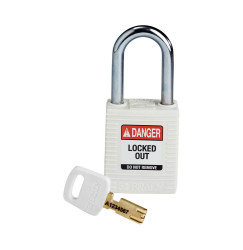 Kłódka LOTO SafeKey nylonowa, szekla stalowa 38 mm biała, 150367