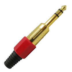 Wtyk JACK 6,3mm st. GOLD prof. czarny,czerwony