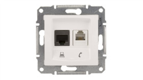 Sedna Gniazdo Teleinformatyczne Rj11 Rj45 Kat.5E Utp Białe Sdn5100121