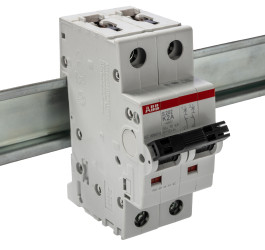 Wyłącznik nadprądowy MCB, Typ K, 2-biegunowy, 2A, 400V, 125V, na szynę DIN, ABB S202-K2, S200