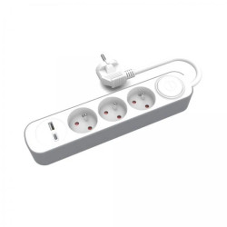 Przedłużacz stały 3x z włącznikiem oraz gniazdami USB A USB C 3m PS-370WS+USBA+USBC/3 E W-30001