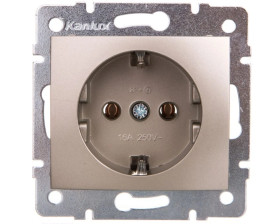 DOMO Gniazdo pojedyncze Schuko śrubowe 16A 250V szampański 011220150 25026