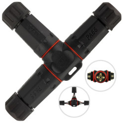 Mufa hermetyczna z dławikami 4x2,5mm2 IP68 PA66 250V trójnik T czarna NEKU