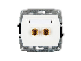 TREND Gniazdo głośnikowe pojedyncze (typu banan - czerwony i czarny pozłacany 4 mm2 skręcany) biały GG-4 KARLIK