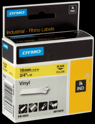 18433 DYMO IND tape, vinyl, 19 mm, black/yellow