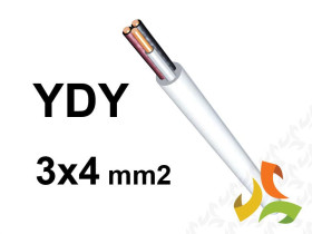 Przewód YDY żo 3x4 mm2 (450/750V) instalacyjny okrągły biały NYM-J (bębnowy) PC0403110 PRYSMIAN