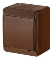 GAC250PL-H1GBRP Gniazdo 250V - standard PL - 3 biegunowe, brązowe 16A - natynkowe, hermetyczne