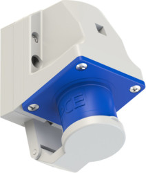 CEE surface mounted plug, 3 pole, 16 A/400 V, blue, 6 h, IP44, 513-6D