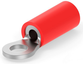 Insulated ring cable lug, 0.3-1.42 mm², AWG 22, 3.68 mm, M3.5, red, 32945
