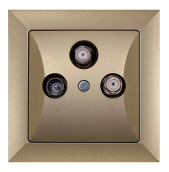 OPAL Gniazdo antenowe podwójne RTV/SAT metalizowany piaskowy GAPS/2-Op