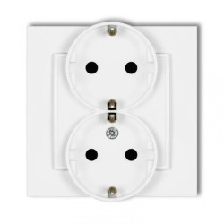 MINI Gniazdo podwójne z uziemieniem SCHUKO 2x(2P+Z) (przesłony torów prądowych) biały mat 25MGP-2sp