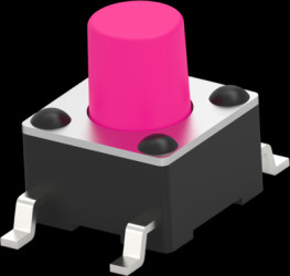 Short-stroke pushbutton, 1 Form A (N/O), 50 mA/24 VDC, unlit , actuator (pink), 260 g, SMD, 1-1977223-9