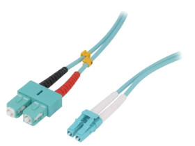 FP3LS03 Patch cord światłowodowy OM3 LC/UPC,SC/UPC 3m LSZH turkusowy