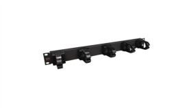 Organizator Kabli Rack 19 1U Metalowy Czarny Molex Z Plastikowymi Uchwytami