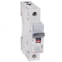 Wyłącznik nadprądowy S bezpiecznik 1-fazowy C20 (C 20A) 1-biegunowy 1P (230/400V AC) 1-modułowy TX3 Legrand