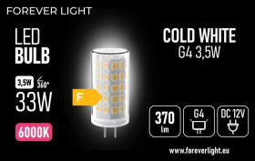 Żarówka LED G4 3.5W 370lm 6000K 12V klasa F Forever Light