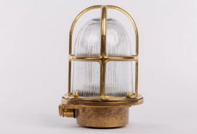 KINKIET mosiężny 15N, E27, 60W, klosz przeźroczysty-szkło, IP64, siatka mosiężna A15N