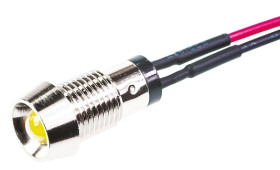 Lampka kontrolna do montażu panelowego 2.8V, Żółta 8mm LED Chrom Wyprowadzenia Marl