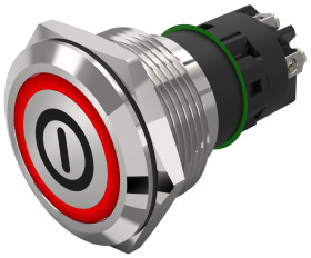 Podświetlany łącznik przyciskowy Chwilowy SPDT średnica wycięcia 22.3mm, montaż panelowy EAO