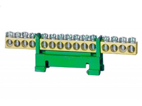 Listwa zerowa ochronna 15-modułowa 15x16mm2 niska podstawa zielona F2.0119 F-ELEKTRO