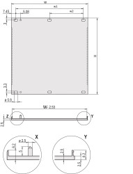 Zestaw paneli przednich, Panel przedni, materiał: Aluminium, 128.4 x 30.1 x 2.5mm