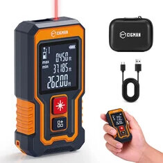 Miernik laserowy CIGMAN CD-80T z zakresu 80 m ±1/16 cala dokładności Kompaktowa konstrukcja Ładowanie przez USB-C Podświetlany w