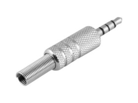 Wtyk Audio AUX mini Jack 3,5mm (m) 4-polowy lutowany na kabel metalowy