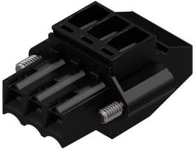 Socket header, 3 pole, pitch 3.5 mm, angled, black, 1639250000